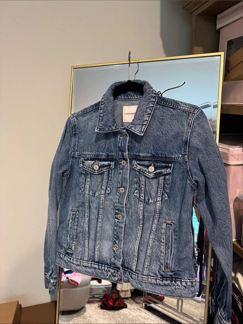 Lucky Brand Distressed Mid-Blue Denim Jacket Mediun